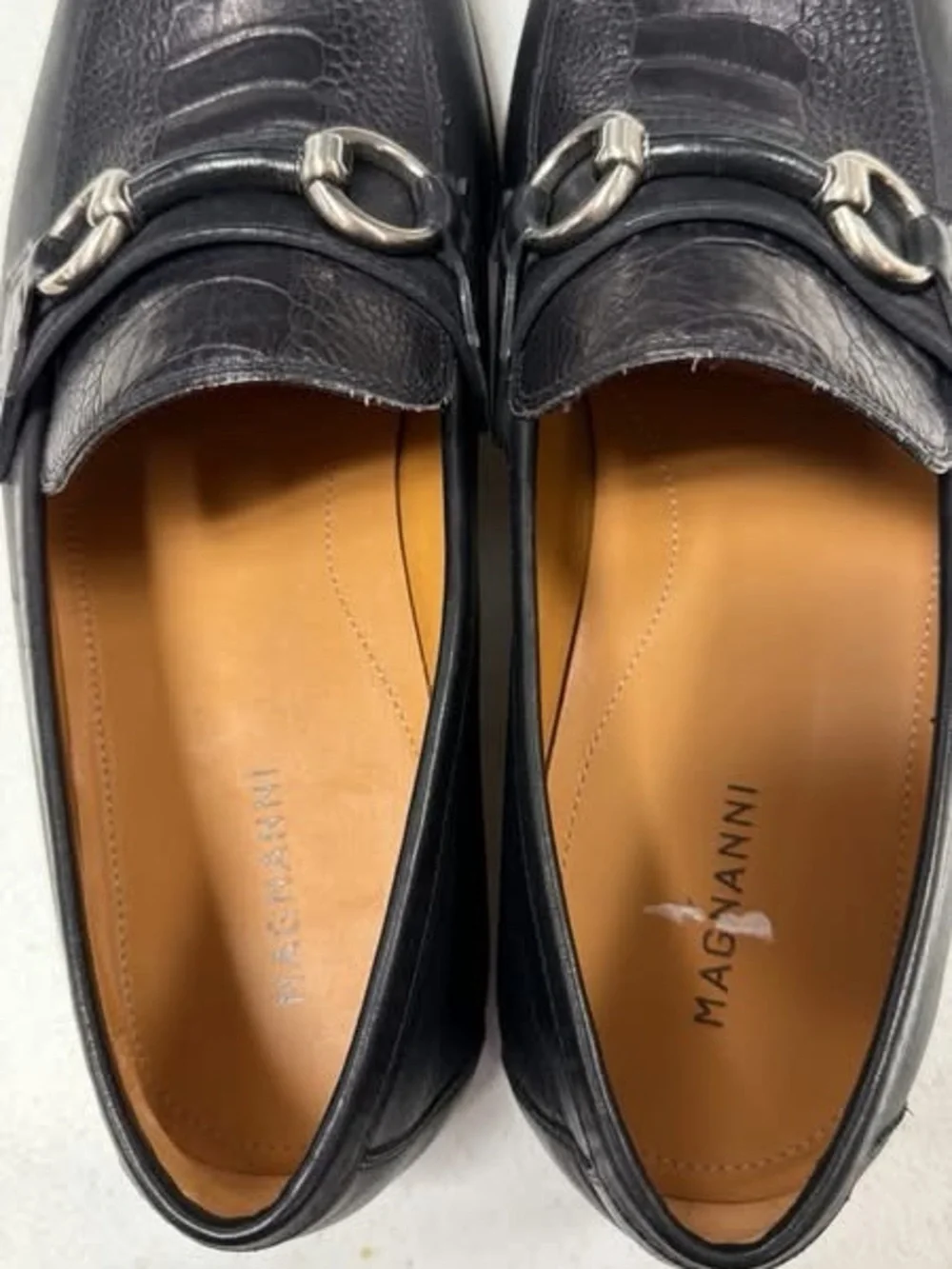 Magnanni Black Croc-Embossed Leather Bit Loafers
